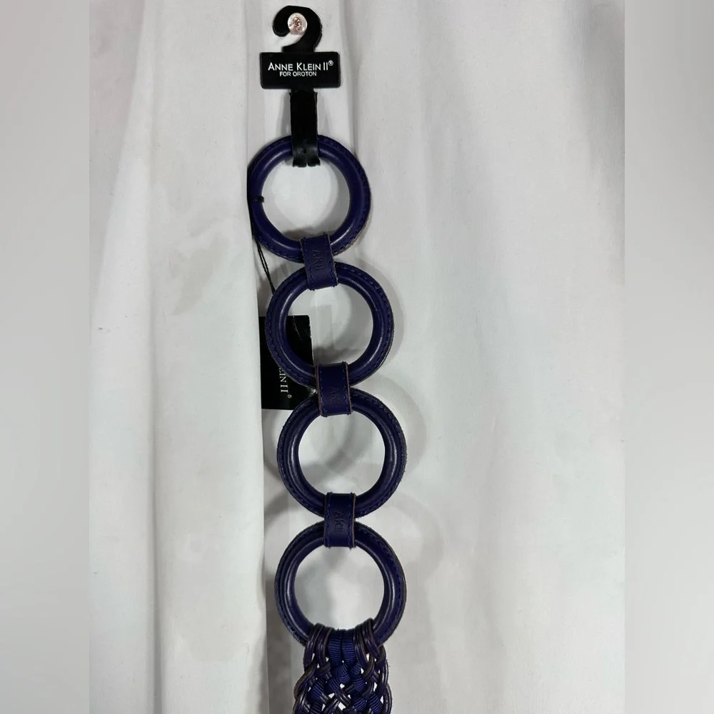NWT anne klein II purple braided leather belt size L